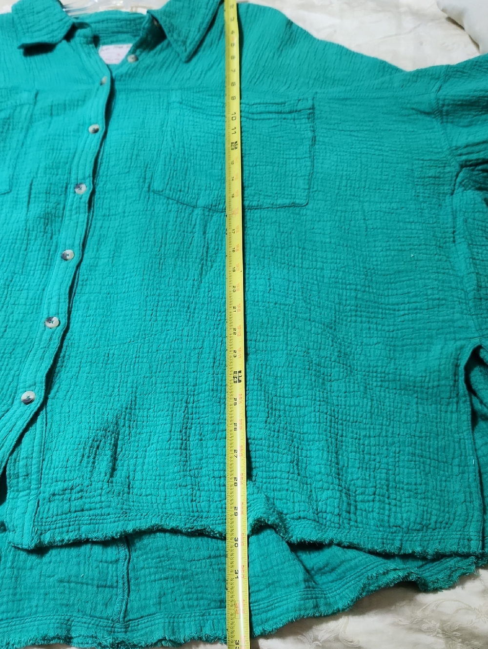 We The Free Lightweight Gauze Shirt in Teal - Picture 12 of 12